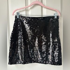 H&M Black Sequin Mini Skirt